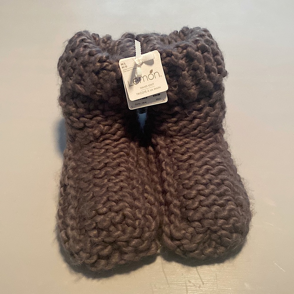 Knit Slippers Dark Gray Size M/L